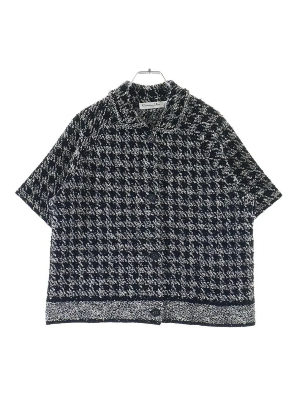 Dior Macro Cannage Tweed Short Sleeve Top Shirt Black